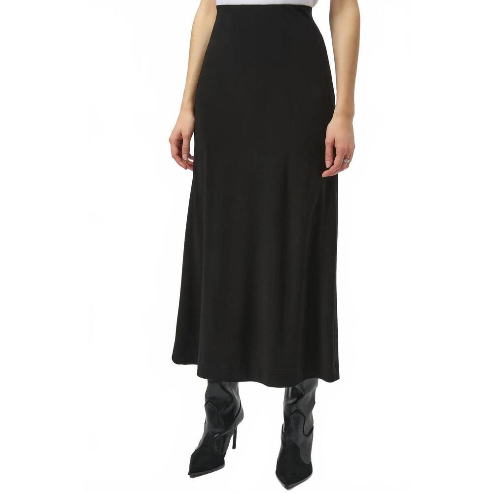 NEW JOSEPH RIBKOFF pull on back slit maxi skirt in black